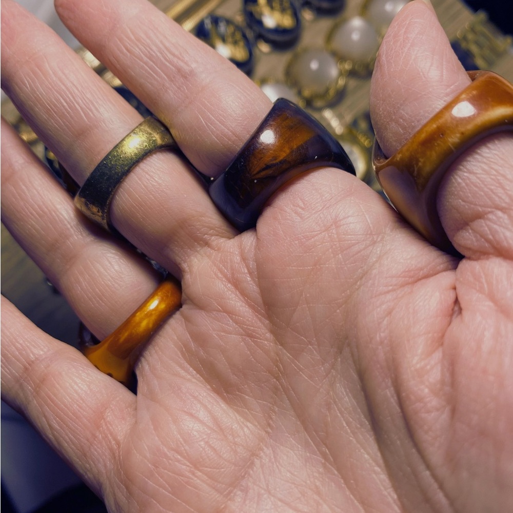 Handcrafted Boho Statement Rings in Yellow and Brown - Unbranded - Picture 2 of 2